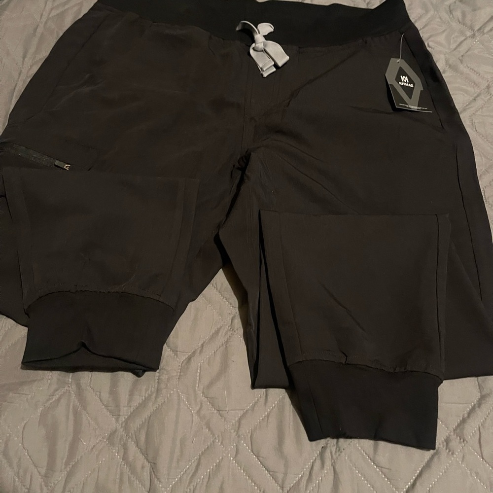 Black Jogger scrub pants with Zipper Pocket